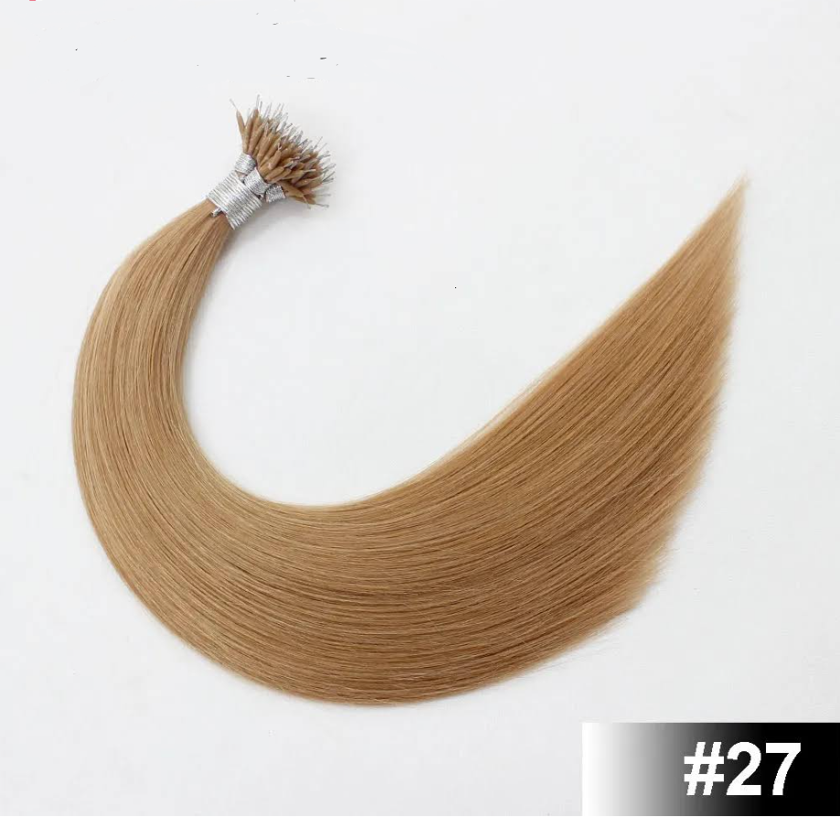 Keratin Straight Micro Beads Remy Hair Nano Ring Human Natural 50 Pieces Hair Extension 0.8g/s 16" 18" 20"