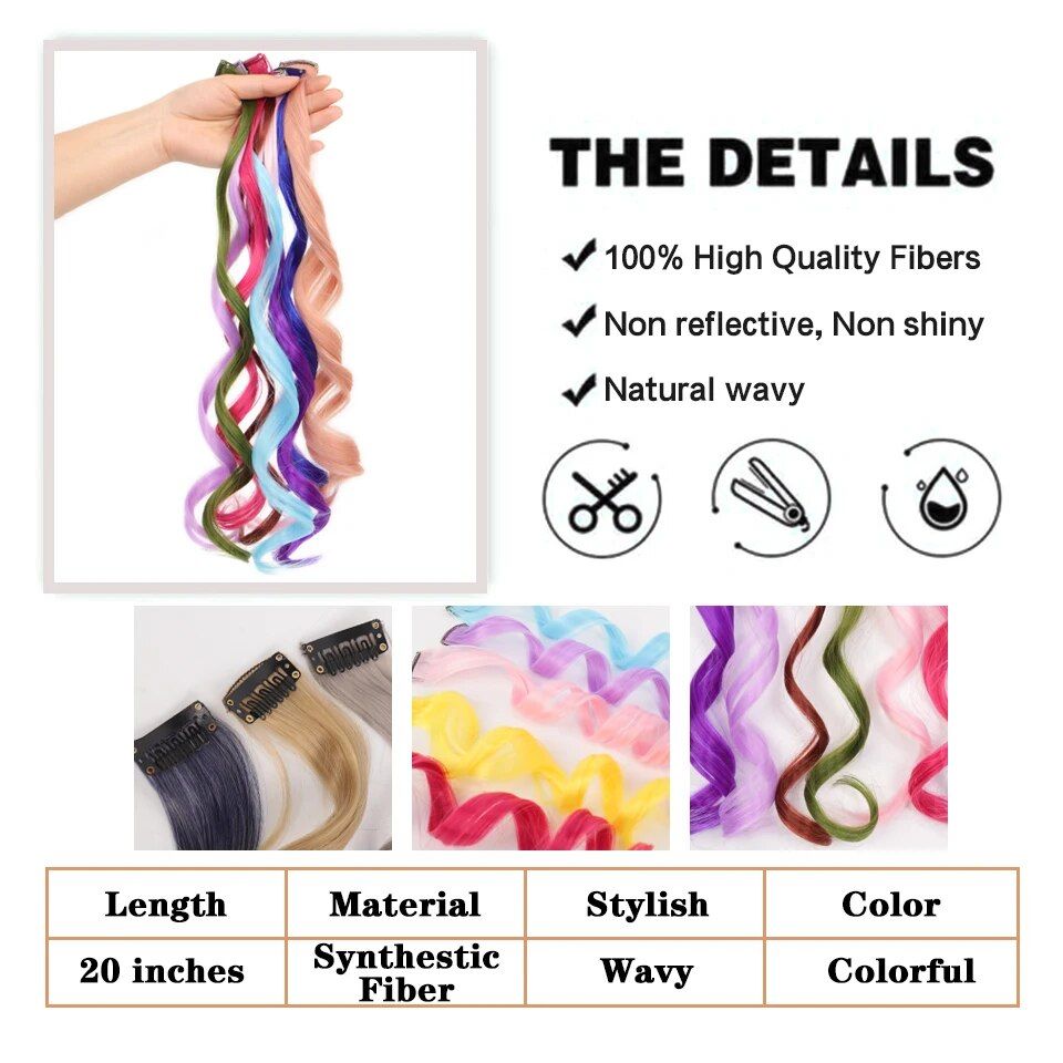 Colorful Ombre Curly Clip-in Hair Extensions for Vibrant Party Looks - Image 7