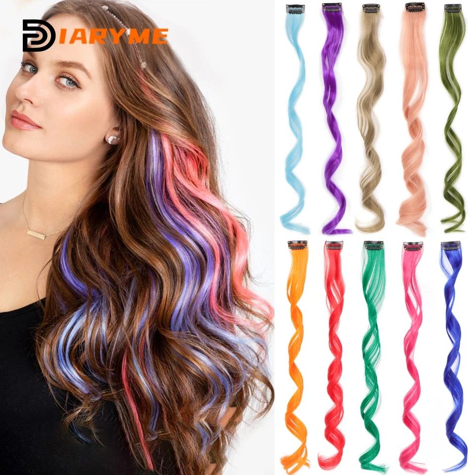 Colorful Ombre Curly Clip-in Hair Extensions for Vibrant Party Looks - Image 2