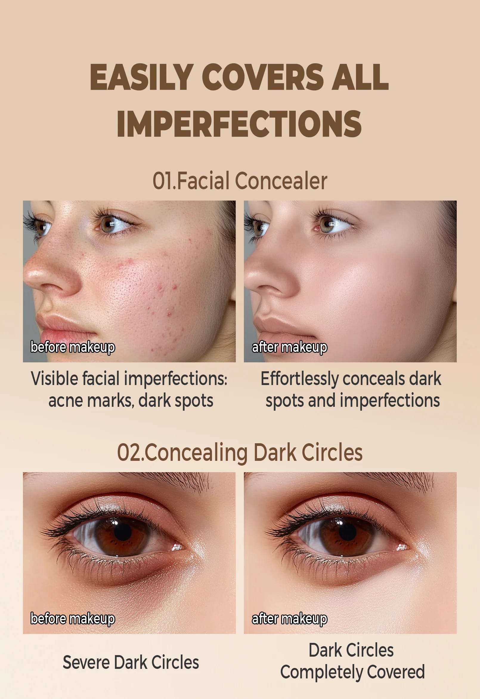 Waterproof Full Coverage Concealer for Tattoos, Scars - Natural Finish Foundation for All Skin Tones & Types Waterproof Full Coverage Concealer for Tattoos, Scars - Natural Finish Foundation for All Skin Tones & Types