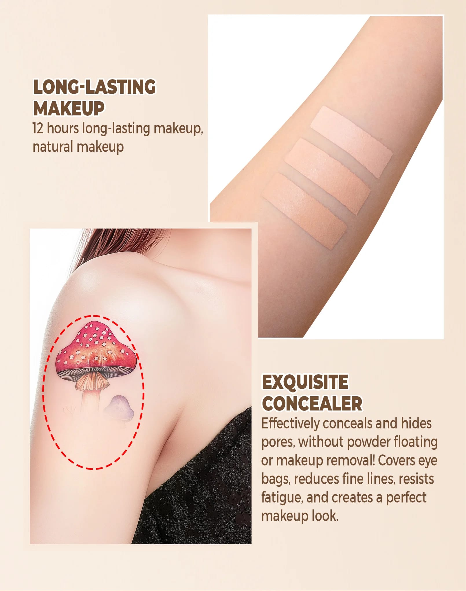 Waterproof Full Coverage Concealer for Tattoos, Scars - Natural Finish Foundation for All Skin Tones & Types Waterproof Full Coverage Concealer for Tattoos, Scars - Natural Finish Foundation for All Skin Tones & Types