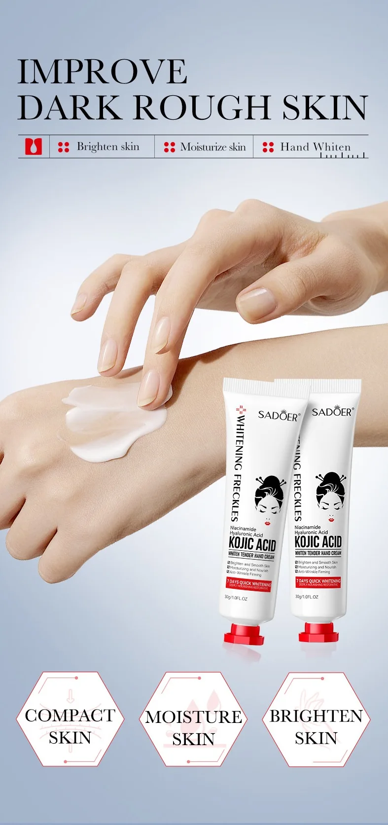 Kojic Acid Anti-wrinkle Hand Cream Skin Soften Nourish Anti-drying Whitening Moisturizing Korean SkinCare Cracked Repair Product