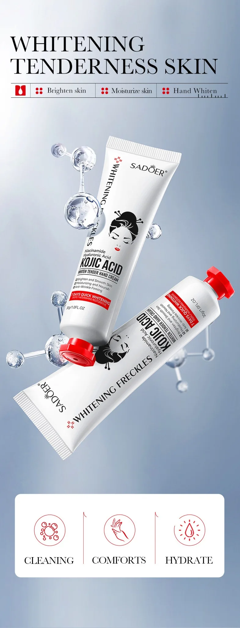 Kojic Acid Anti-wrinkle Hand Cream Skin Soften Nourish Anti-drying Whitening Moisturizing Korean SkinCare Cracked Repair Product