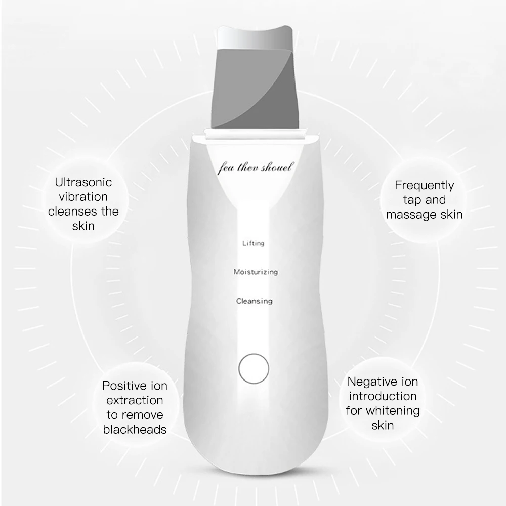 Electric Ultrasonic Skin Scrubber Vibration Face Spatula Peeling Blackhead Remover Facial Lifting Cleansing Ultrasonic Skin Care Electric Ultrasonic Skin Scrubber Vibration Face Spatula Peeling Blackhead Remover Facial Lifting Cleansing Ultrasonic Skin Care