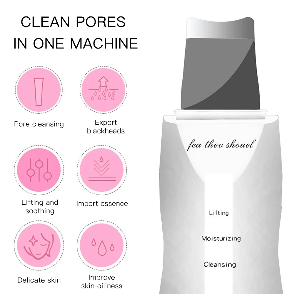 Electric Ultrasonic Skin Scrubber Vibration Face Spatula Peeling Blackhead Remover Facial Lifting Cleansing Ultrasonic Skin Care Electric Ultrasonic Skin Scrubber Vibration Face Spatula Peeling Blackhead Remover Facial Lifting Cleansing Ultrasonic Skin Care