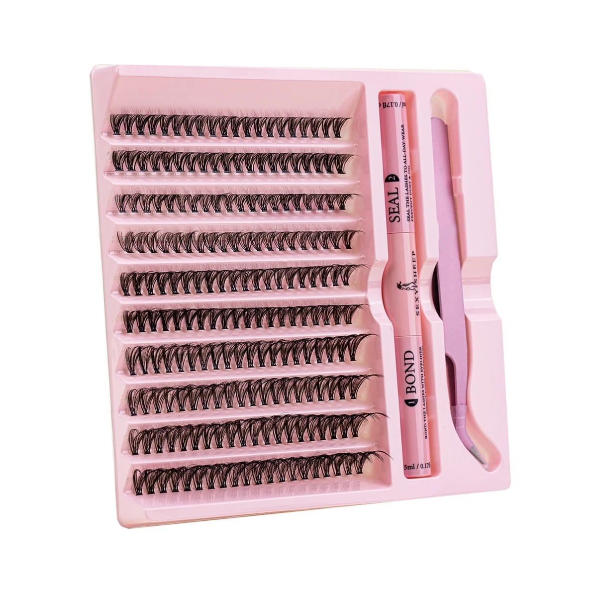 Individual Eyelashes Extension Cluster Full Volume Lashes Natural Look 9-16MM DIY False Lashes Mink with bond and seal,tweezer