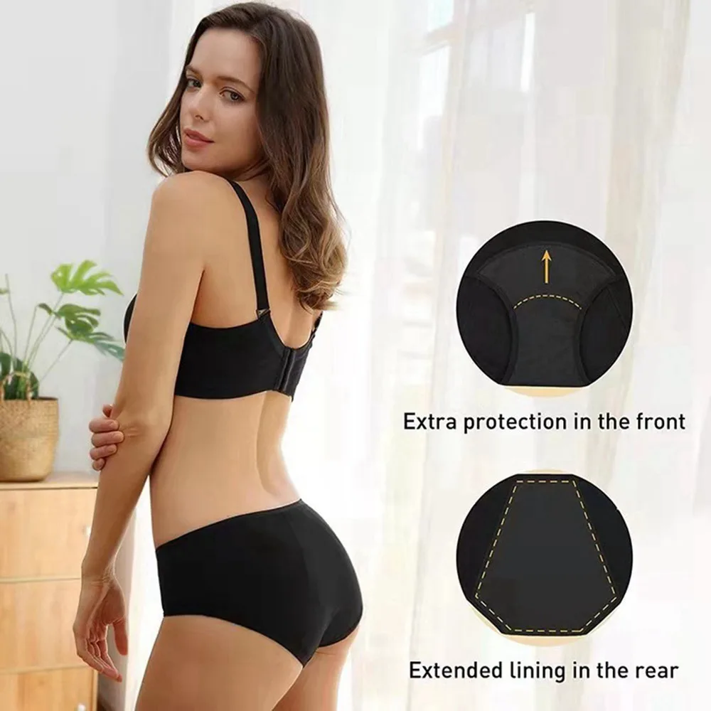 Breathable Cotton Menstrual Panties - Low Waist Period Underwear - Image 5
