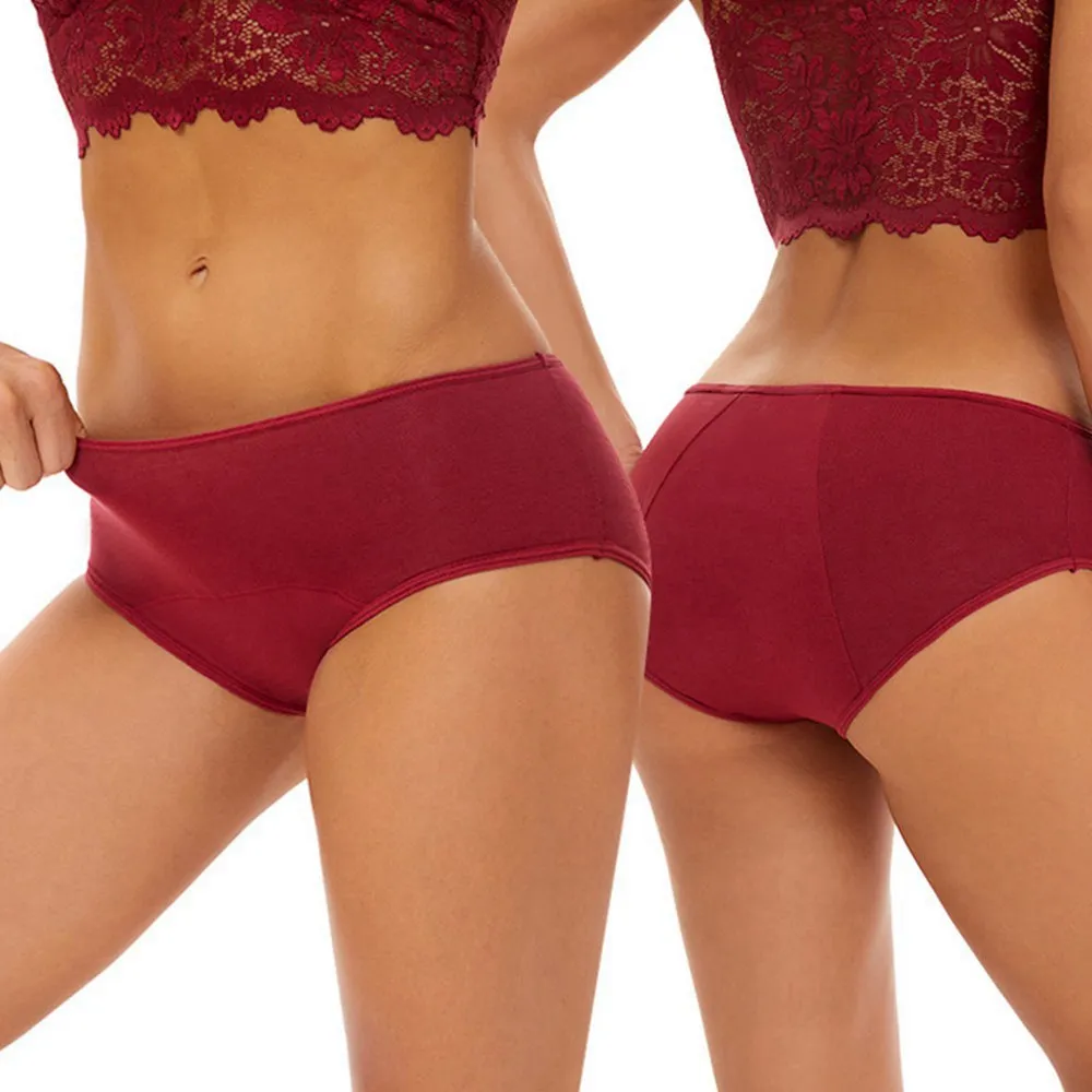 Breathable Cotton Menstrual Panties - Low Waist Period Underwear - Image 3