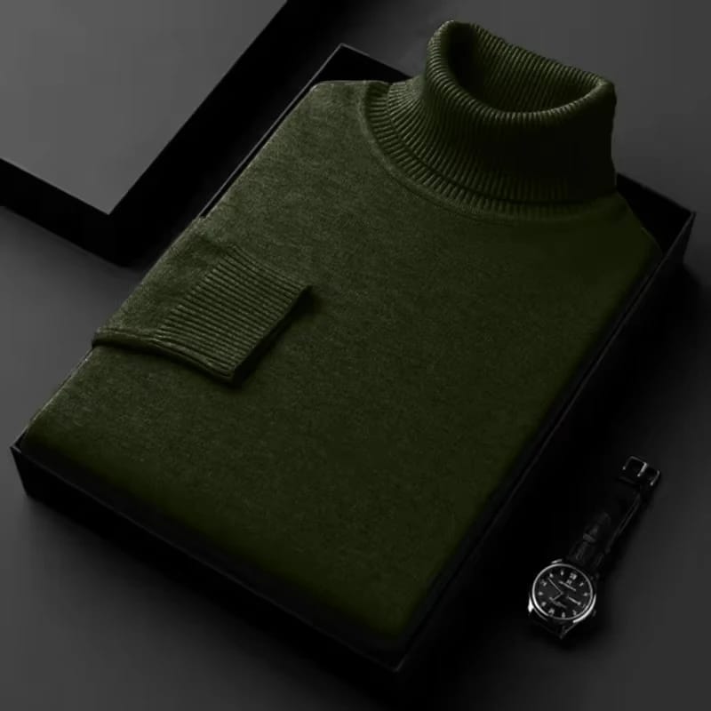 Suéter de cuello alto de punto de alta calidad antibolitas para hombre, jersey de manga larga ajustado, ropa de tendencia de color sólido para hombre Suéter de cuello alto de punto de alta calidad antibolitas para hombre, jersey de manga larga ajustado, ropa de tendencia de color sólido para hombre