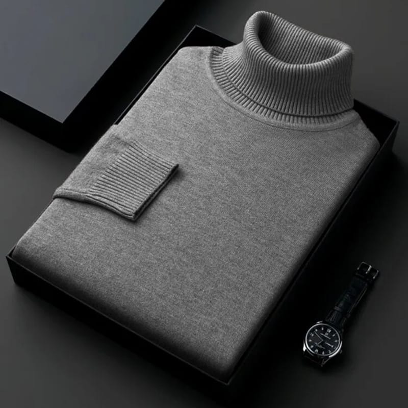 Suéter de cuello alto de punto de alta calidad antibolitas para hombre, jersey de manga larga ajustado, ropa de tendencia de color sólido para hombre Suéter de cuello alto de punto de alta calidad antibolitas para hombre, jersey de manga larga ajustado, ropa de tendencia de color sólido para hombre