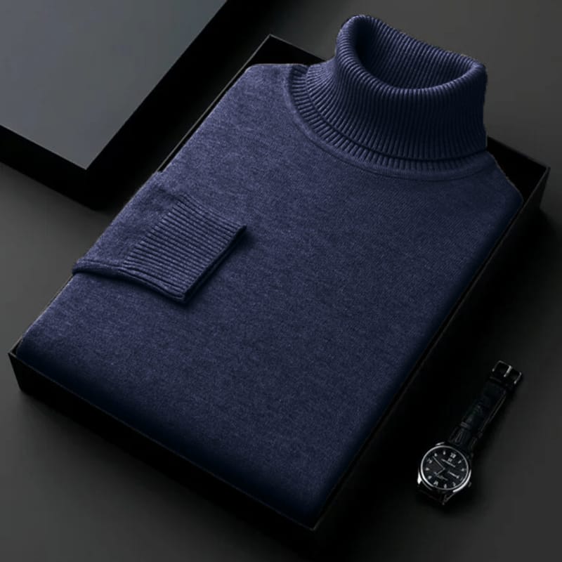 Suéter de cuello alto de punto de alta calidad antibolitas para hombre, jersey de manga larga ajustado, ropa de tendencia de color sólido para hombre Suéter de cuello alto de punto de alta calidad antibolitas para hombre, jersey de manga larga ajustado, ropa de tendencia de color sólido para hombre