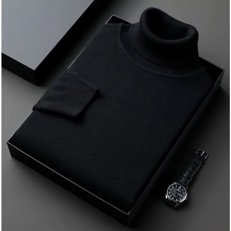 Suéter de cuello alto de punto de alta calidad antibolitas para hombre, jersey de manga larga ajustado, ropa de tendencia de color sólido para hombre Suéter de cuello alto de punto de alta calidad antibolitas para hombre, jersey de manga larga ajustado, ropa de tendencia de color sólido para hombre
