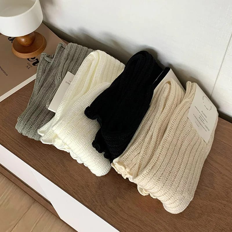 Calentadores de piernas de Lolita japonesa dulce de 57 cm, calentadores de tobillo para mujeres y niñas, calcetines largos góticos Y2K, calcetines finos de punto para cosplay