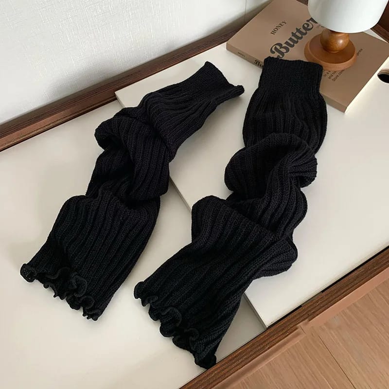 Calentadores de piernas de Lolita japonesa dulce de 57 cm, calentadores de tobillo para mujeres y niñas, calcetines largos góticos Y2K, calcetines finos de punto para cosplay