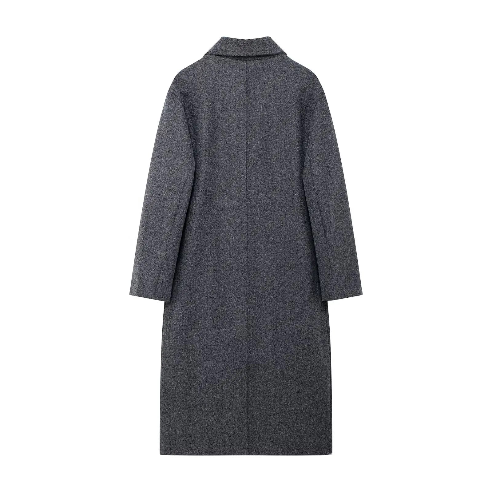TRAFZA Abrigo de invierno para mujer 2024, cárdigan largo cruzado con solapa sólida, top de mujer, bolsillo, ropa de calle, novedad en abrigo exterior para mujer TRAFZA Abrigo de invierno para mujer 2024, cárdigan largo cruzado con solapa sólida, top de mujer, bolsillo, ropa de calle, novedad en abrigo exterior para mujer