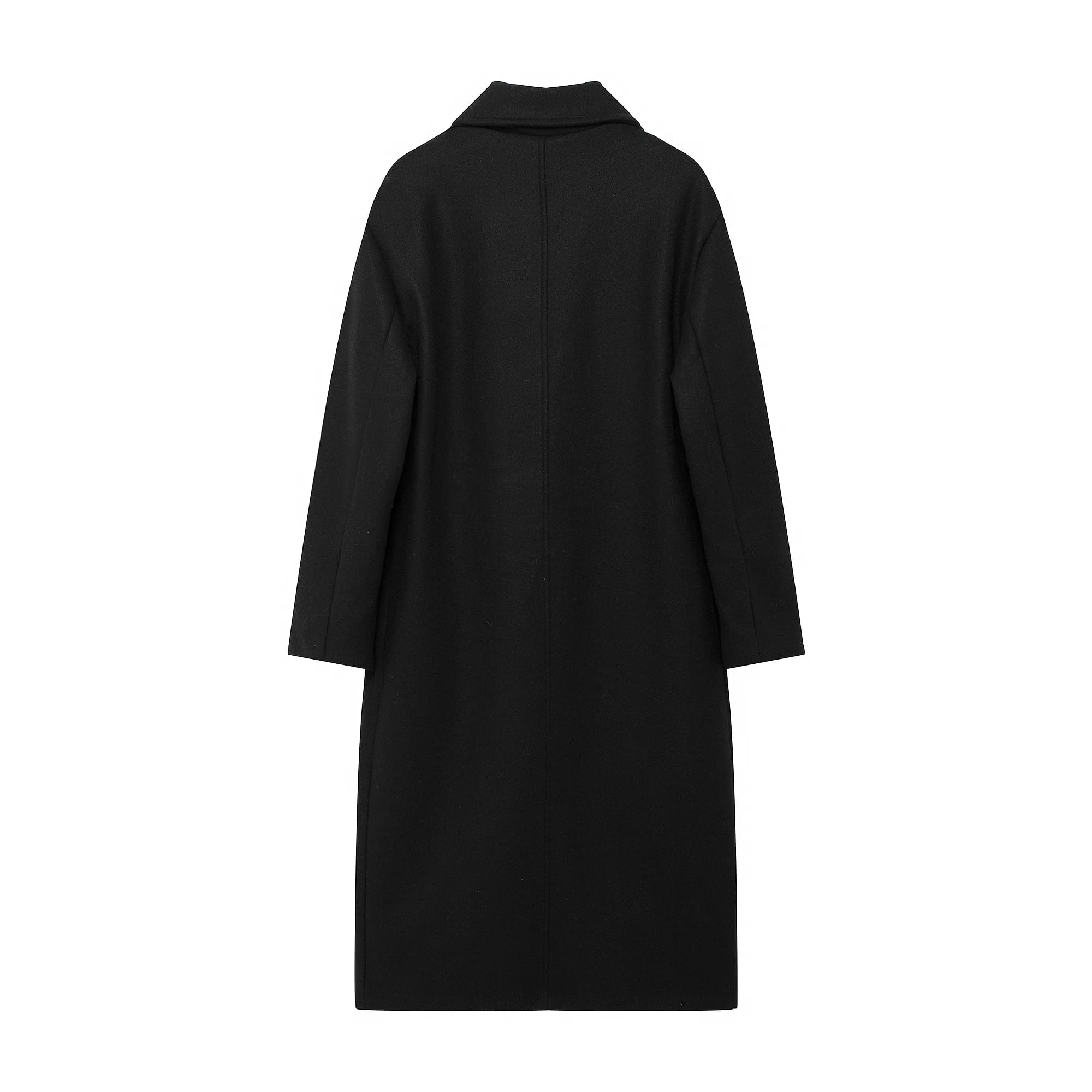 TRAFZA Abrigo de invierno para mujer 2024, cárdigan largo cruzado con solapa sólida, top de mujer, bolsillo, ropa de calle, novedad en abrigo exterior para mujer TRAFZA Abrigo de invierno para mujer 2024, cárdigan largo cruzado con solapa sólida, top de mujer, bolsillo, ropa de calle, novedad en abrigo exterior para mujer