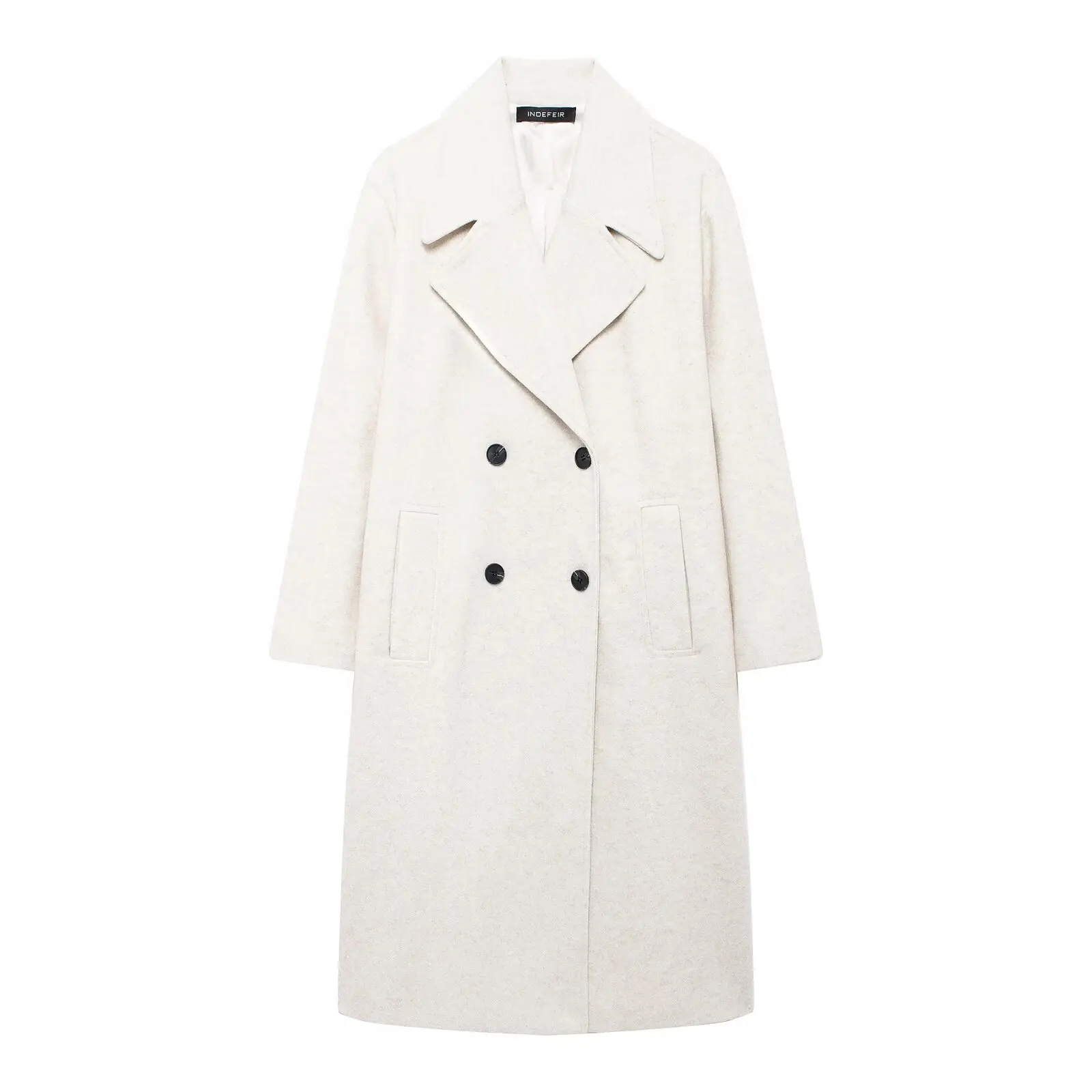 TRAFZA Abrigo de invierno para mujer 2024, cárdigan largo cruzado con solapa sólida, top de mujer, bolsillo, ropa de calle, novedad en abrigo exterior para mujer TRAFZA Abrigo de invierno para mujer 2024, cárdigan largo cruzado con solapa sólida, top de mujer, bolsillo, ropa de calle, novedad en abrigo exterior para mujer