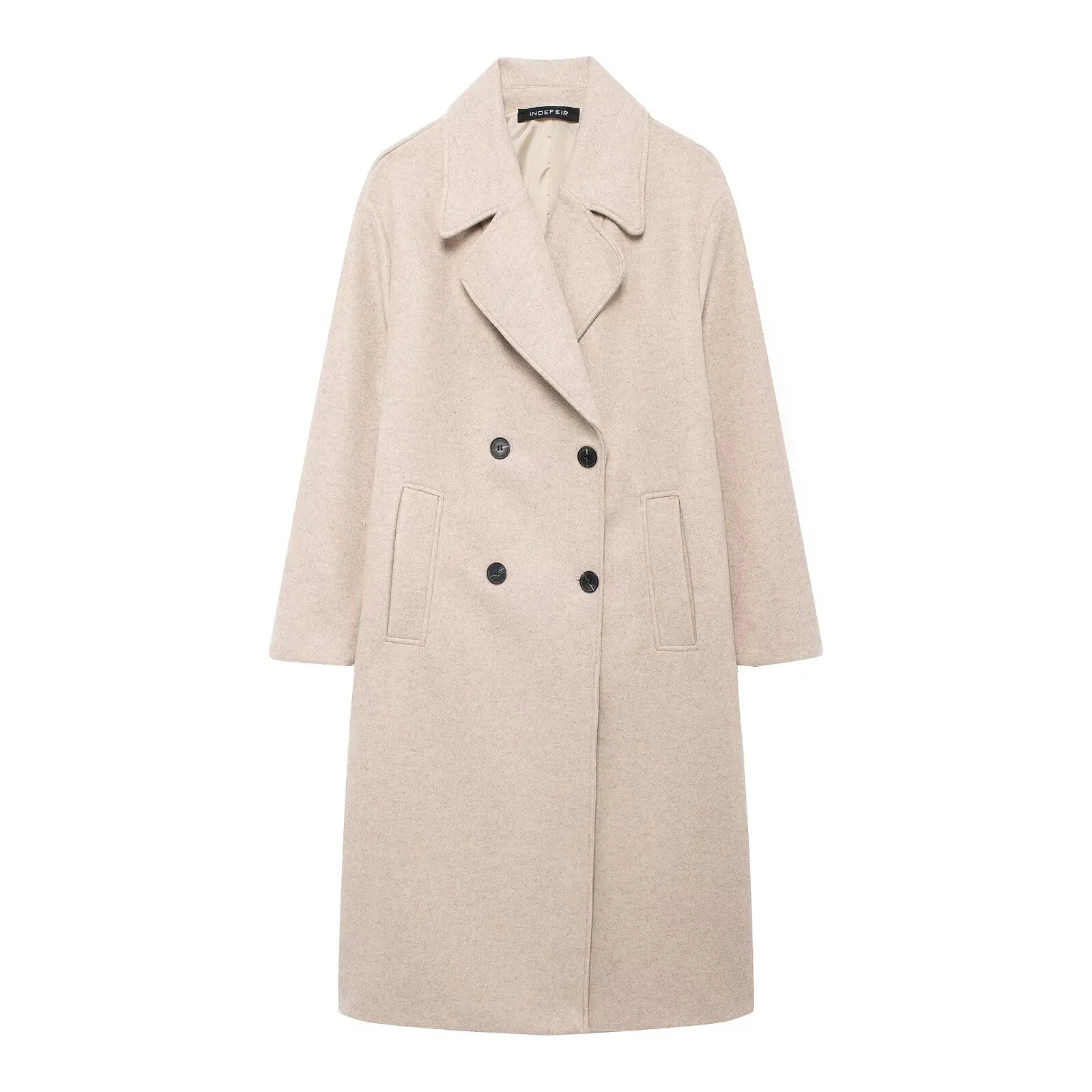 TRAFZA Abrigo de invierno para mujer 2024, cárdigan largo cruzado con solapa sólida, top de mujer, bolsillo, ropa de calle, novedad en abrigo exterior para mujer TRAFZA Abrigo de invierno para mujer 2024, cárdigan largo cruzado con solapa sólida, top de mujer, bolsillo, ropa de calle, novedad en abrigo exterior para mujer
