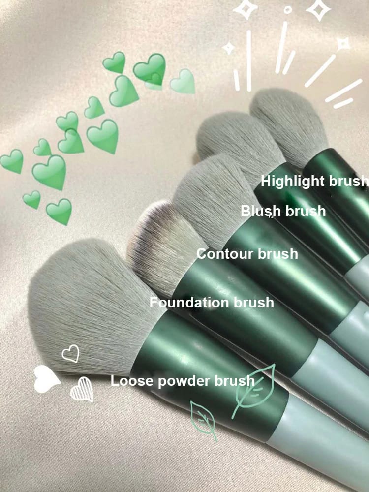 Juego de 13 brochas de maquillaje para mujer, para sombras de ojos, base, brochas cosméticas, sombras de ojos, rubor, herramientas de maquillaje suaves, bolsa
