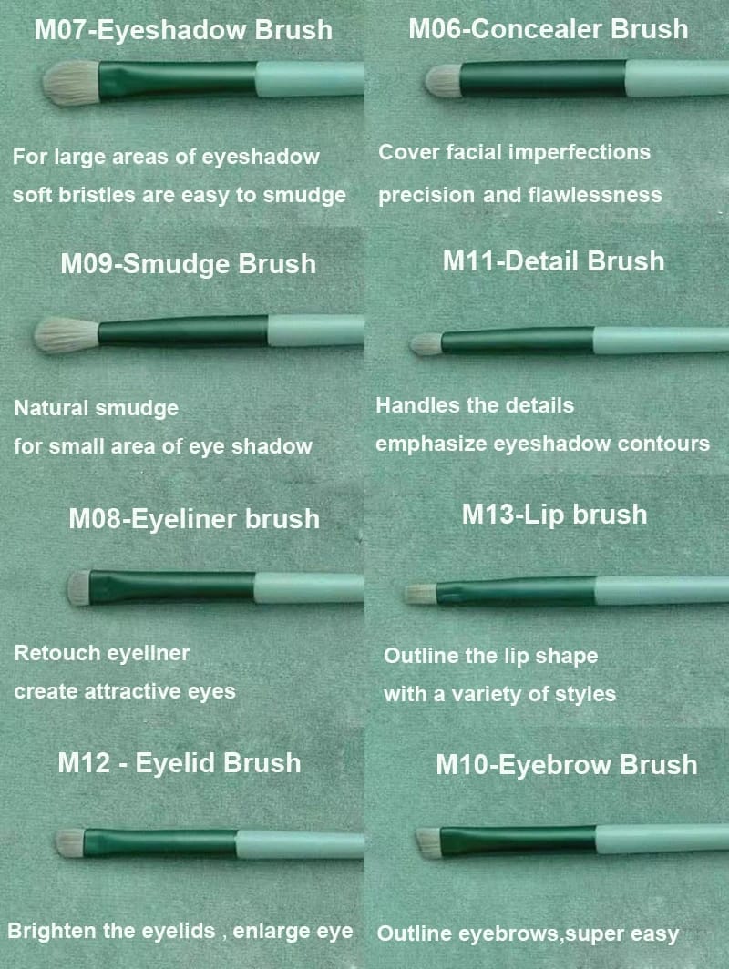 Juego de 13 brochas de maquillaje para mujer, para sombras de ojos, base, brochas cosméticas, sombras de ojos, rubor, herramientas de maquillaje suaves, bolsa