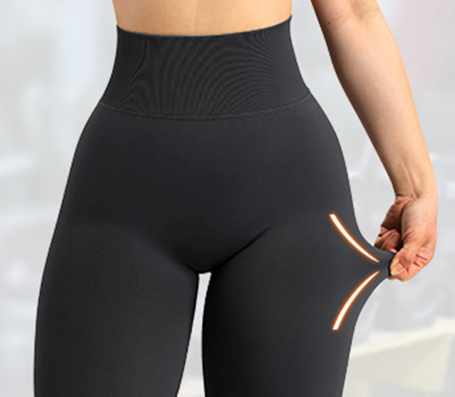 Nuevas mallas deportivas push up sin costuras para mujer, mallas de cintura alta con control de abdomen para entrenamiento en el gimnasio, pantalones de yoga elásticos con trasero de melocotón Nuevas mallas deportivas push up sin costuras para mujer, mallas de cintura alta con control de abdomen para entrenamiento en el gimnasio, pantalones de yoga elásticos con trasero de melocotón