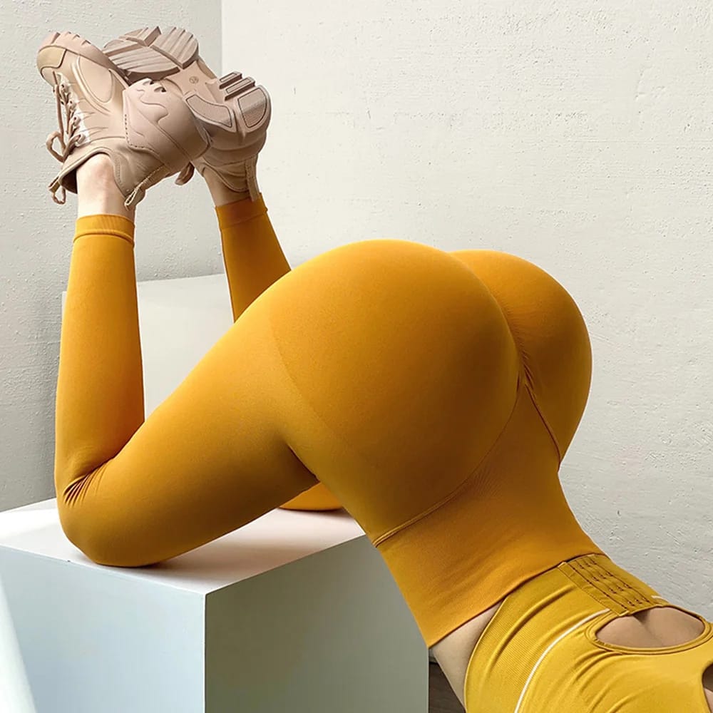 Nuevas mallas deportivas push up sin costuras para mujer, mallas de cintura alta con control de abdomen para entrenamiento en el gimnasio, pantalones de yoga elásticos con trasero de melocotón Nuevas mallas deportivas push up sin costuras para mujer, mallas de cintura alta con control de abdomen para entrenamiento en el gimnasio, pantalones de yoga elásticos con trasero de melocotón