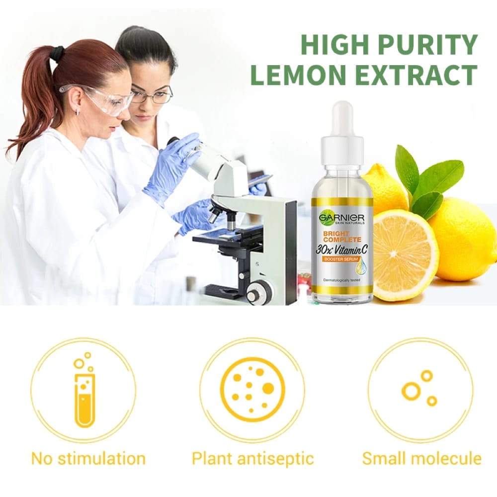 Suero potenciador de niacinamida y vitamina C Bright Complete 30x de Garnier, esencia blanqueadora para el tono de la piel, productos de belleza que atenúan las marcas del acné, 30 ml Suero potenciador de niacinamida y vitamina C Bright Complete 30x de Garnier, esencia blanqueadora para el tono de la piel, productos de belleza que atenúan las marcas del acné, 30 ml