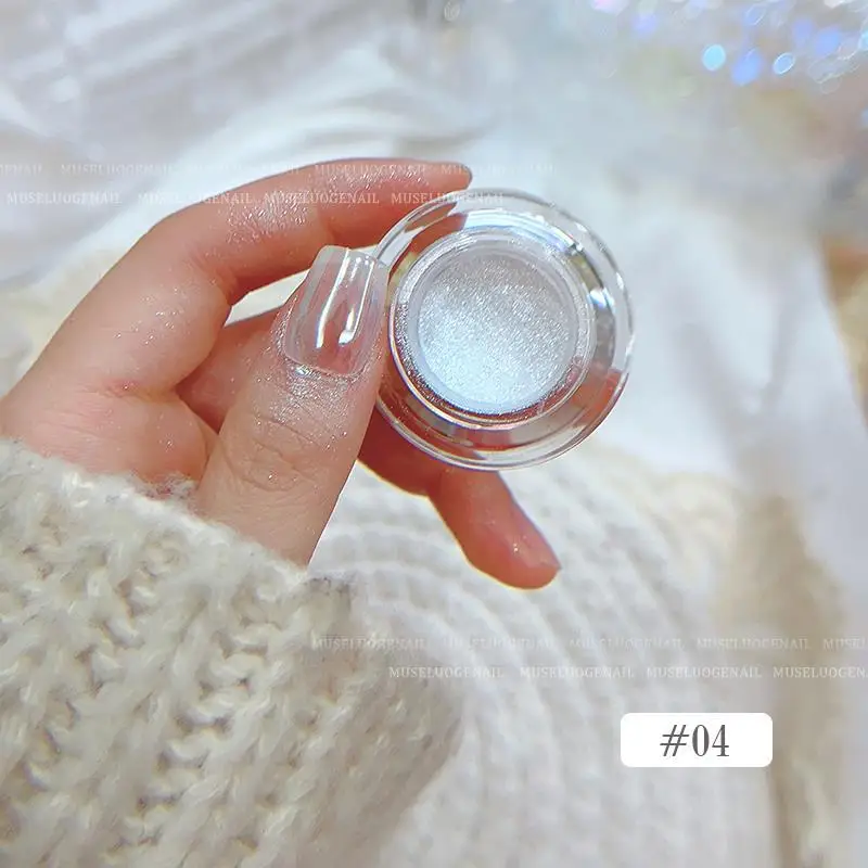 7Colors Moonlight White Aurora Mirror Powder Shiny Pearl Chrome Rubbing Powder Metallic Silver Effect Laser Moon-light Powder