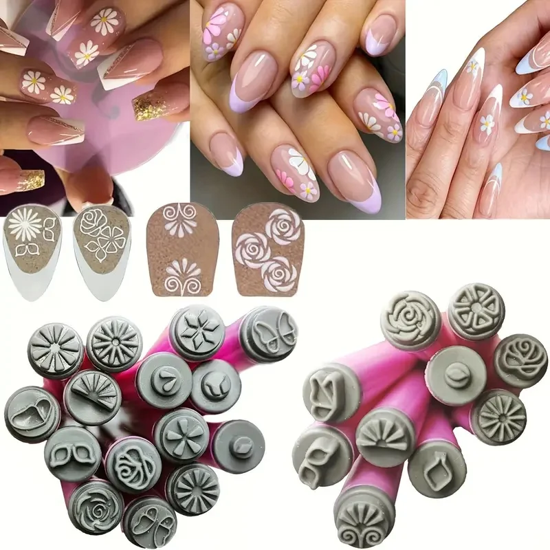 4/6/10Pcs Set Nail Art Stamp Pen DIY Floral Butterfly Nail Graffiti Nail Dotting Tools Polishing Painting Drawing Manicure Tools