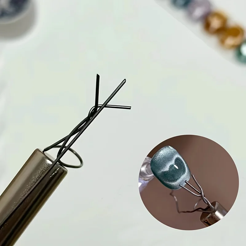 Juego de 6 imanes para uñas con forma de ojo de gato y alambre de hierro flexible para crear formas de corazón y lingotes en las uñas. Accesorios y herramientas para decoración de uñas.