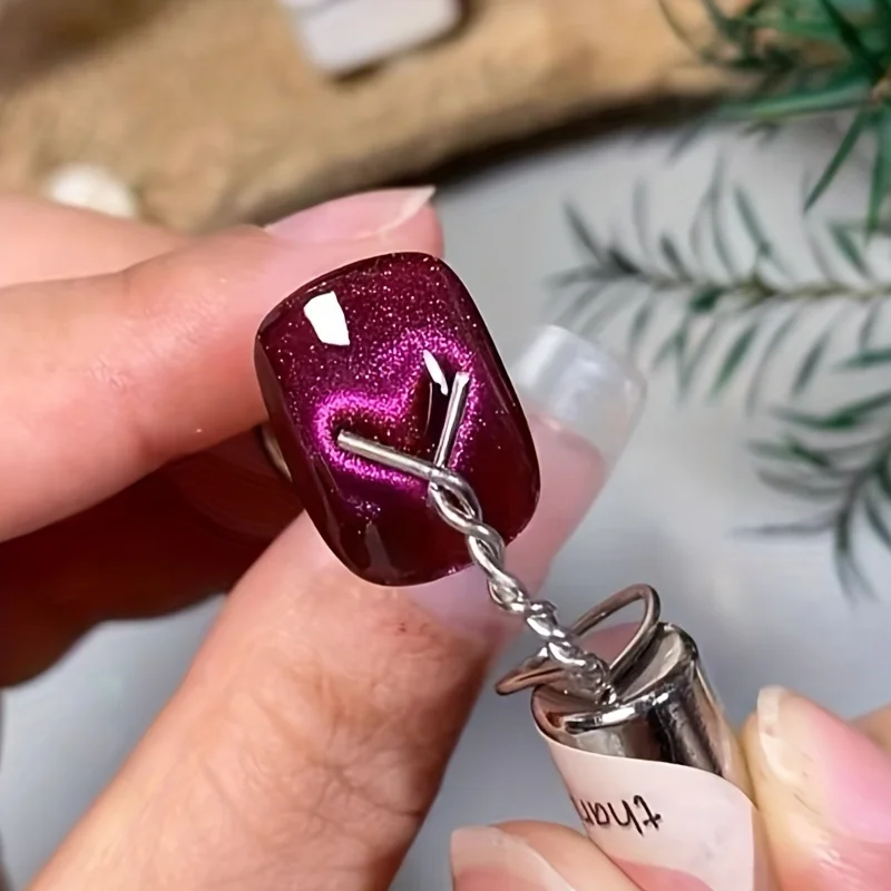 Juego de 6 imanes para uñas con forma de ojo de gato y alambre de hierro flexible para crear formas de corazón y lingotes en las uñas. Accesorios y herramientas para decoración de uñas.