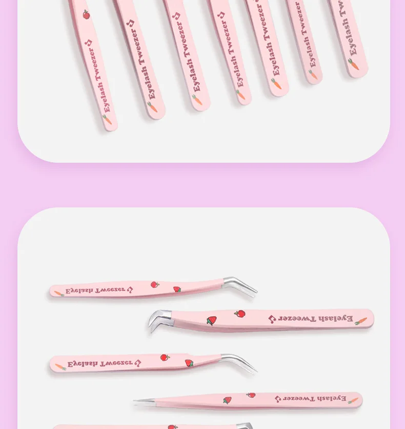 6 Types False Eyelash Tweezers Stainless Steel Anti-static Pincet Curved Strip 3D Lashes Extension Tweezer Makeup Tools