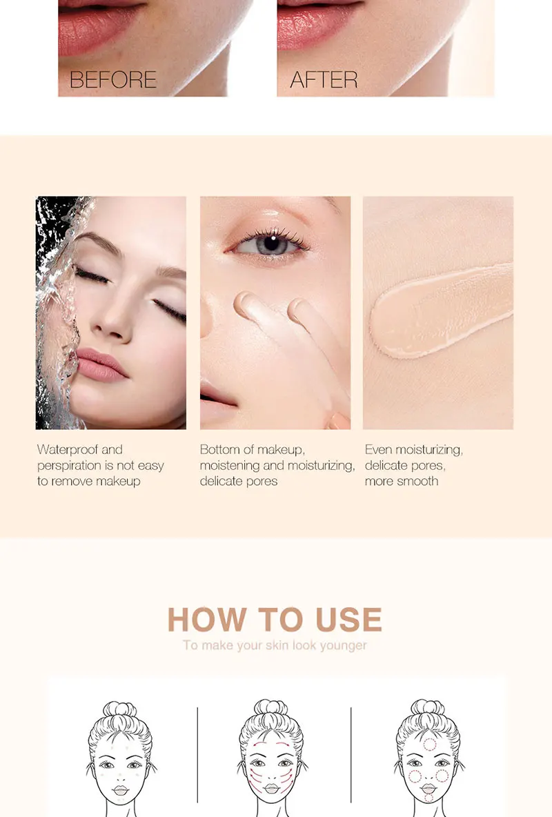 Liquid foundation naturally covers flaws without sticking powder, plain face cream, transparent foundation, conceals blemishes Liquid foundation naturally covers flaws without sticking powder, plain face cream, transparent foundation, conceals blemishes