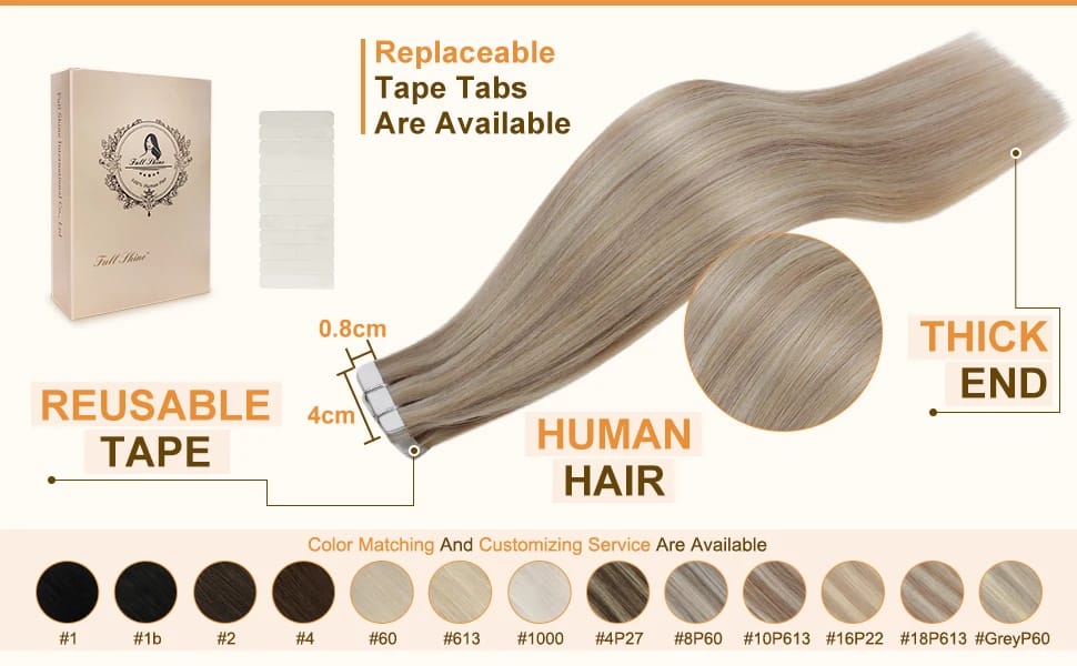 Full Shine Tape In 100% Remy Human Hair Straight Double Sided Blonde Comfortable Silky Natural Tape ins For Women