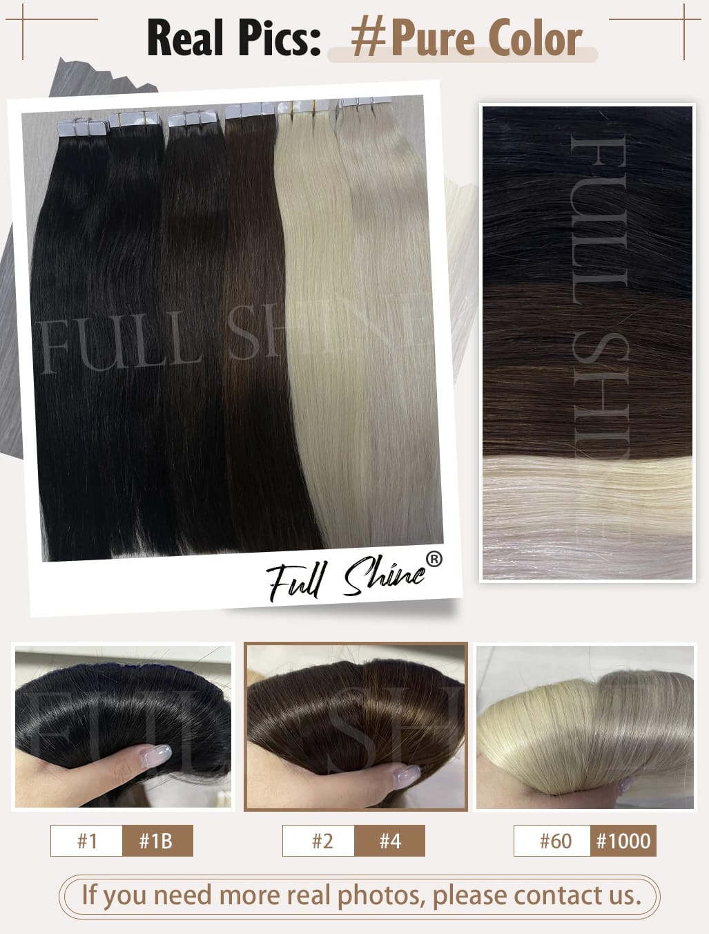 Full Shine Tape In 100% Remy Human Hair Straight Double Sided Blonde Comfortable Silky Natural Tape ins For Women