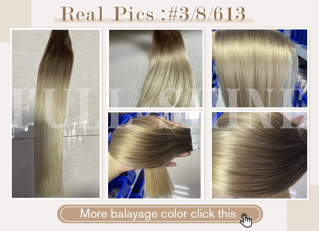 Full Shine Tape In 100% Remy Human Hair Straight Double Sided Blonde Comfortable Silky Natural Tape ins For Women