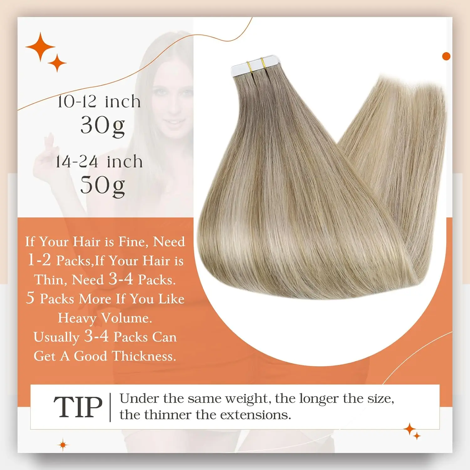 Tape-In Human Hair Extensions – Balayage Blonde Ombre | 100% Remy Human Hair, Seamless Skin Weft, Glue-On - Image 3
