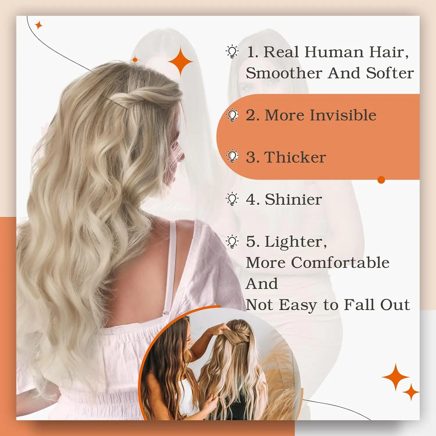 Tape-In Human Hair Extensions – Balayage Blonde Ombre | 100% Remy Human Hair, Seamless Skin Weft, Glue-On - Image 5