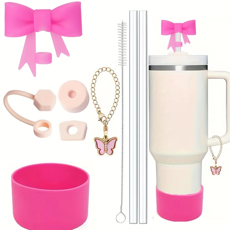 9pcs Accessories for Stanley 40oz Tumbler Cup Spill Proof Stopper 10mm Straw Cover Cap Silicone Boot Charm Chain Straw and Brush 9pcs Accessories for Stanley 40oz Tumbler Cup Spill Proof Stopper 10mm Straw Cover Cap Silicone Boot Charm Chain Straw and Brush